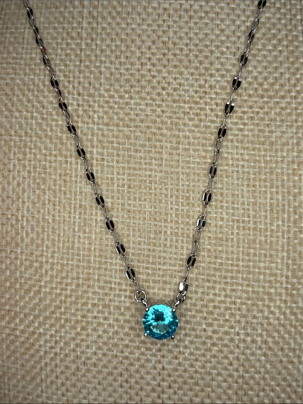 Silver tone Blue Crystal Pendant Necklace - Women Jewelry